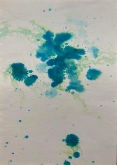 Abstract Expressionist Landscape on Paper, Original piece, Green.