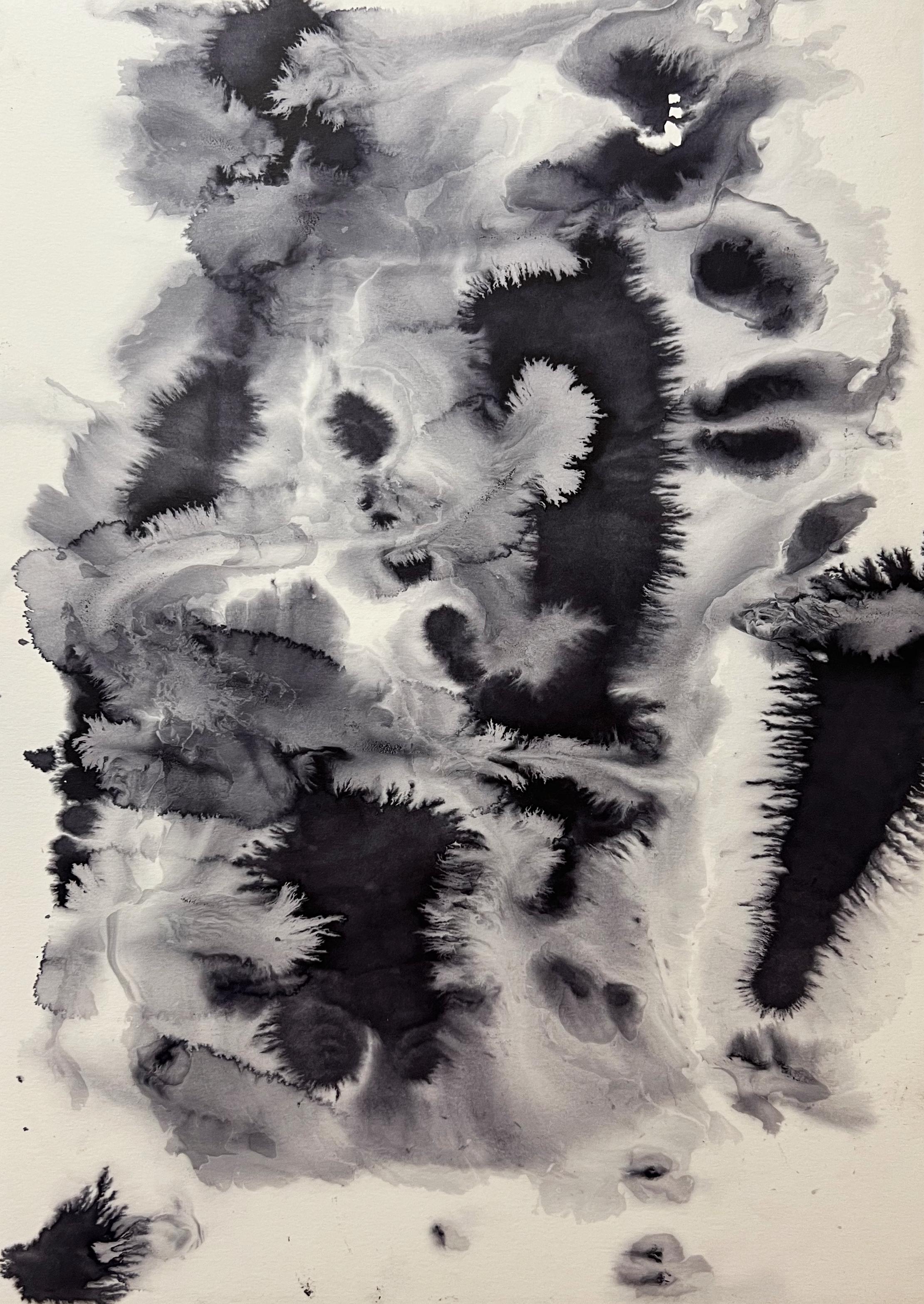 TUSET Abstract Drawing – Original-Tinte auf Papier, zeitgenössischer abstrakter Expressionismus 