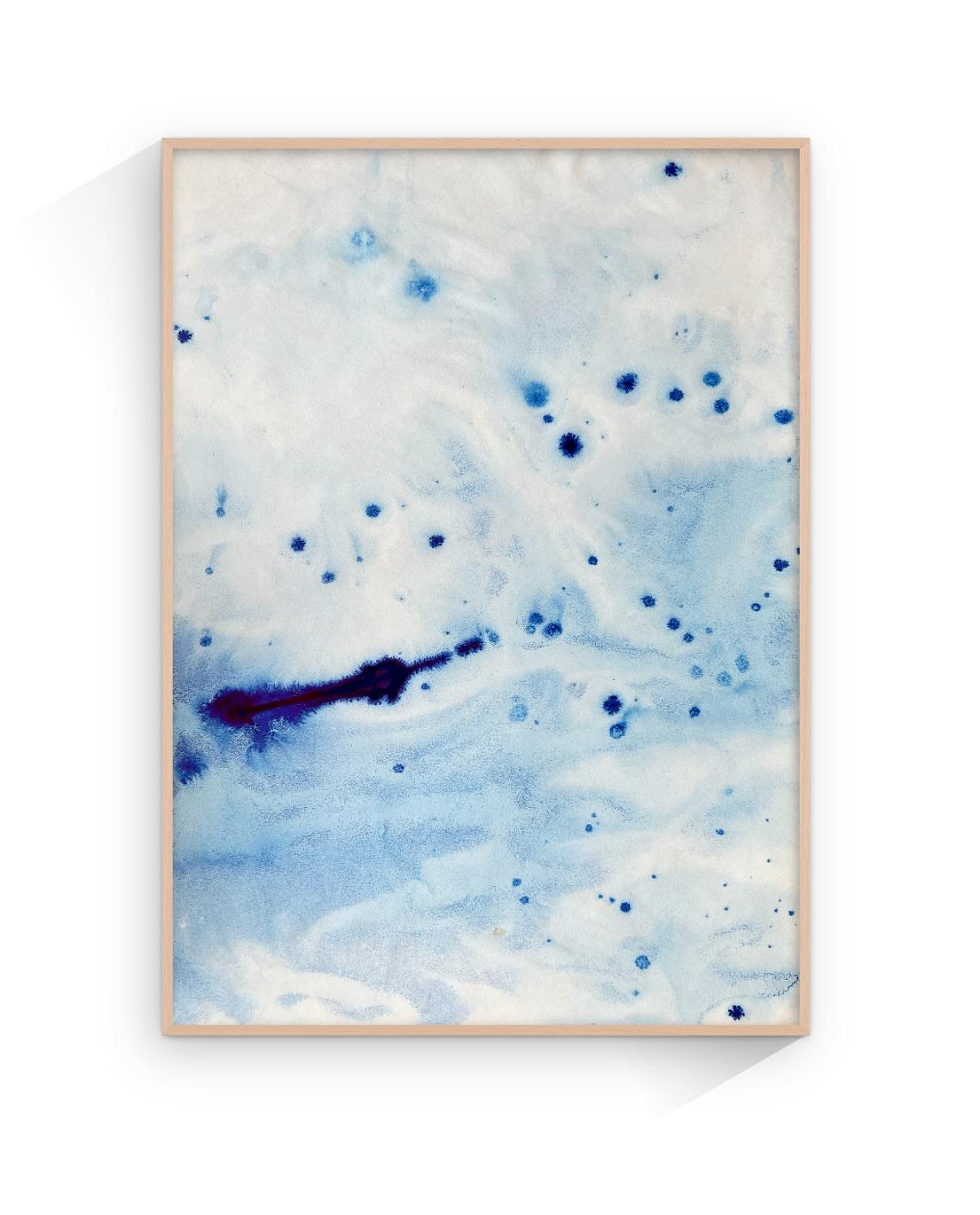 Mediterranean Blue Sea Waves, Handmade painting ink, Calming Ripples, Limited - Art by TUSET