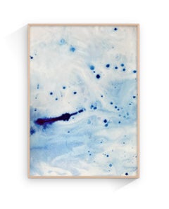 Mediterranean Blue Sea Waves, Handmade painting ink, Calming Ripples, Limited