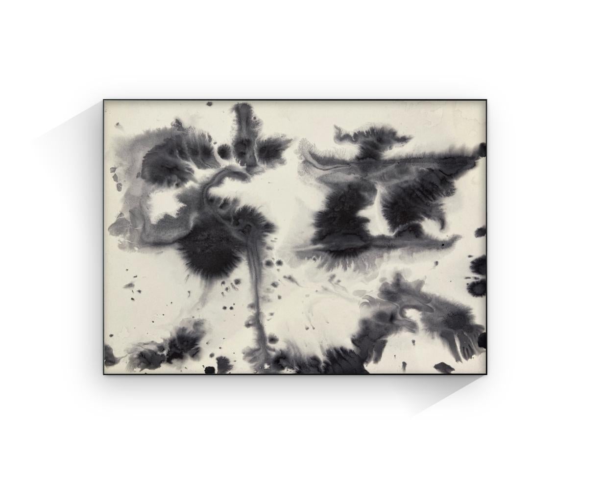 Ink on recycled paper, abstract and poetic expressionism, black on white - Art by TUSET