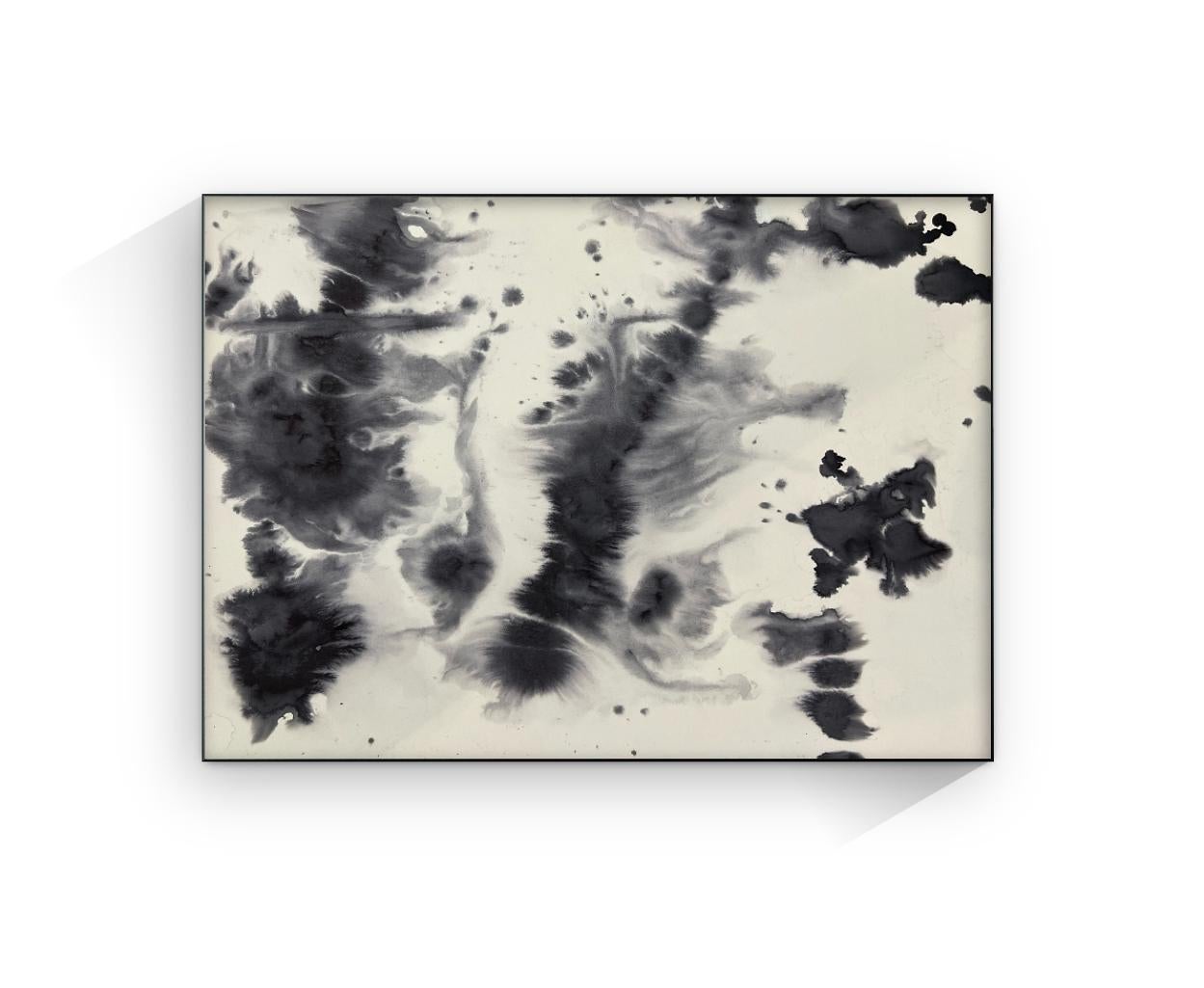 Expressionist painting, Atlantic sea water and pen ink, blacks and greys - Art by TUSET