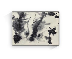 Expressionist painting, Atlantic sea water and pen ink, blacks and greys