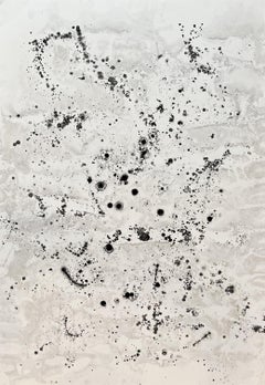 Encre noire sur papier, eau de mer, dessins fractales, impossibles et poétiques