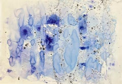 Grande dipinto blu e nero, cartografia del paesaggio, nuvole e montagne