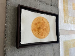 Original work made with natural materials and hammer on paper, yellow bread