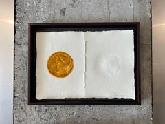 Original work made with turmeric and hammer blows on paper, full moon