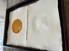 Original work made with turmeric and hammer blows on paper, full moon