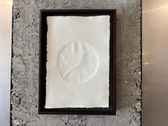 Minimalist moon made of hollow engravings in paper, original artwork framed