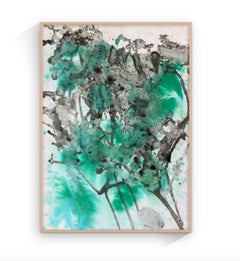 Scheletro di pianta, organi d'acqua e inchiostro per tatuaggi, paesaggio profondo