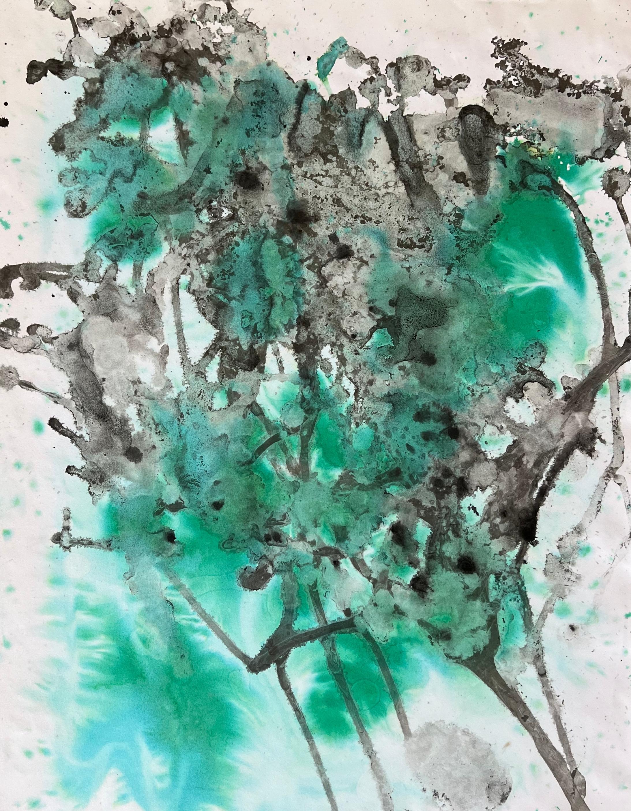 Esqueleto vegetal, órganos acuáticos de agua y tinta de tatuaje, paisaje profundo - Art Arte pop de TUSET
