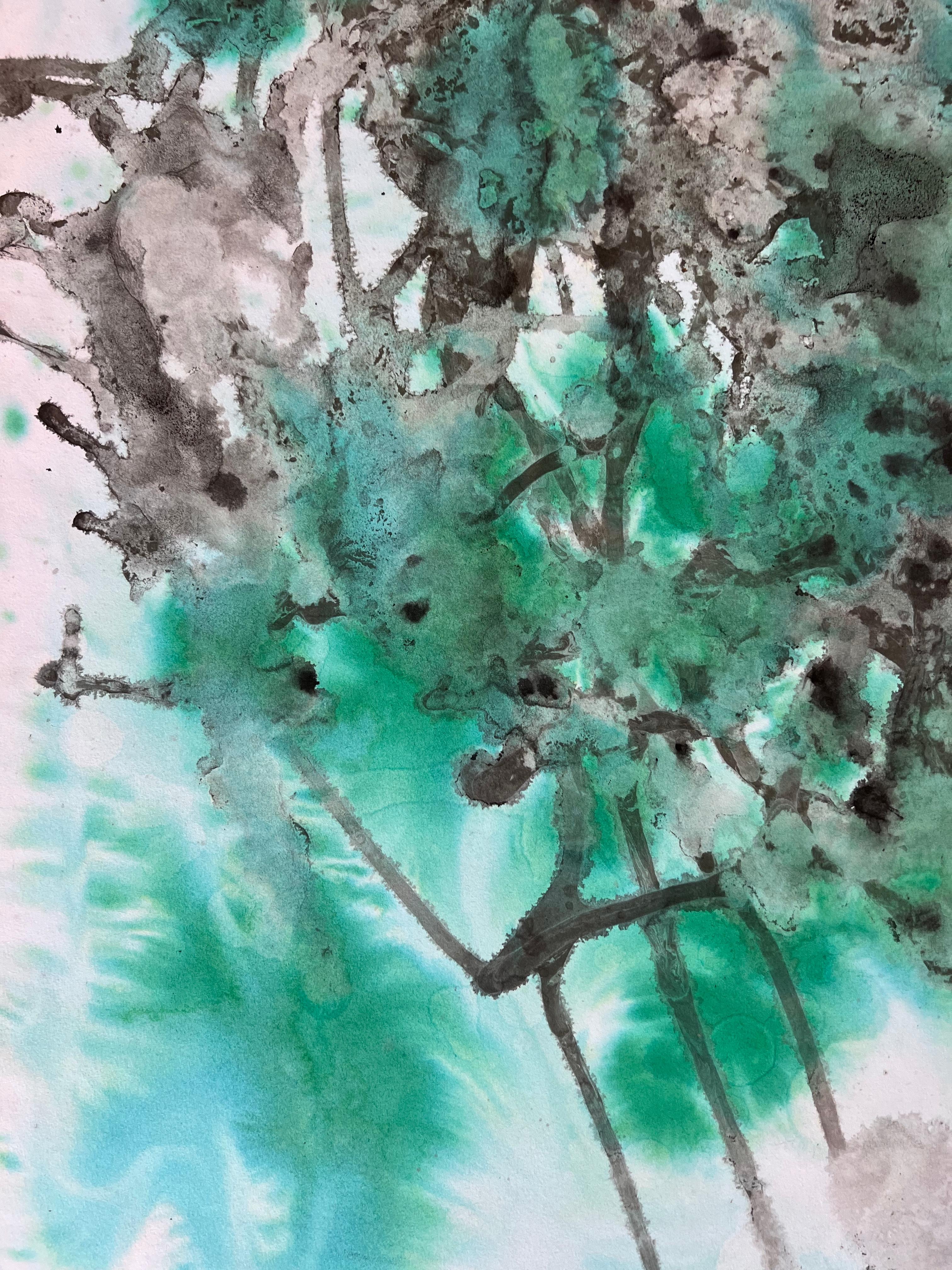 Esqueleto vegetal, órganos acuáticos de agua y tinta de tatuaje, paisaje profundo - Landscape Art Azul de TUSET