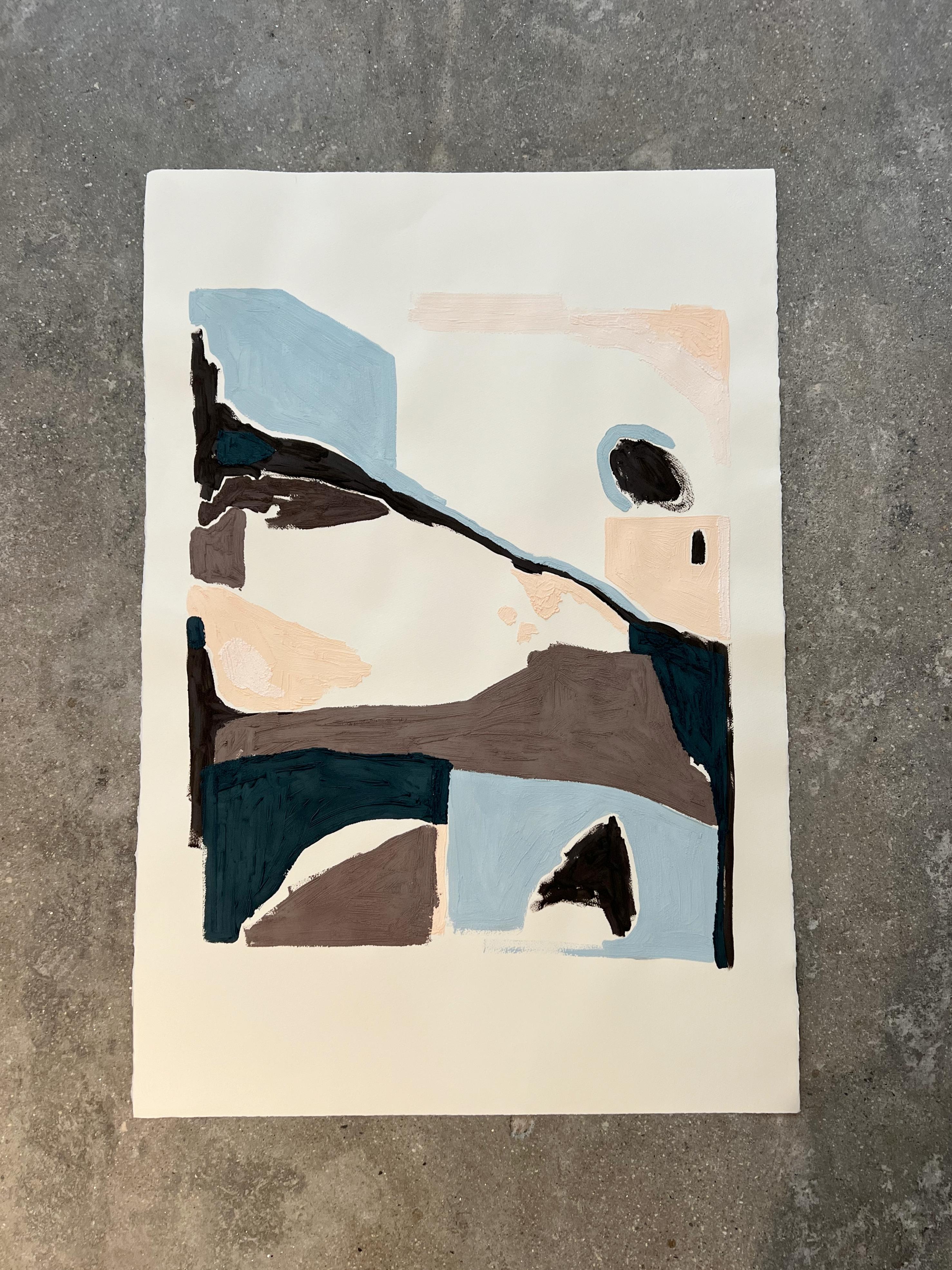 beach, three-dimensional inflatable ink drawing on paper, rocks, sun and bluesea - Art by Ruth Vidal