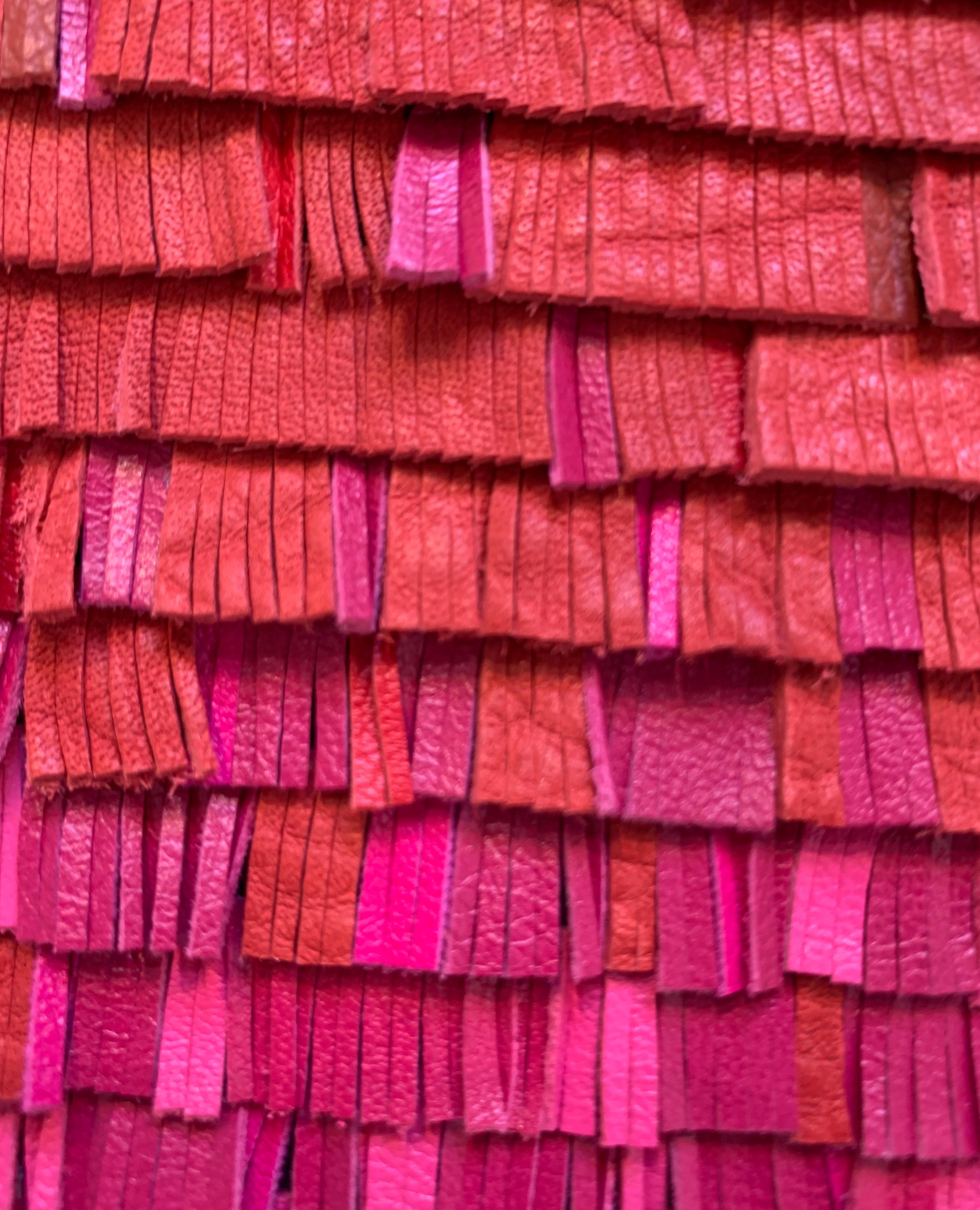 Leather woven artwork with red and pink color gradient For Sale 4