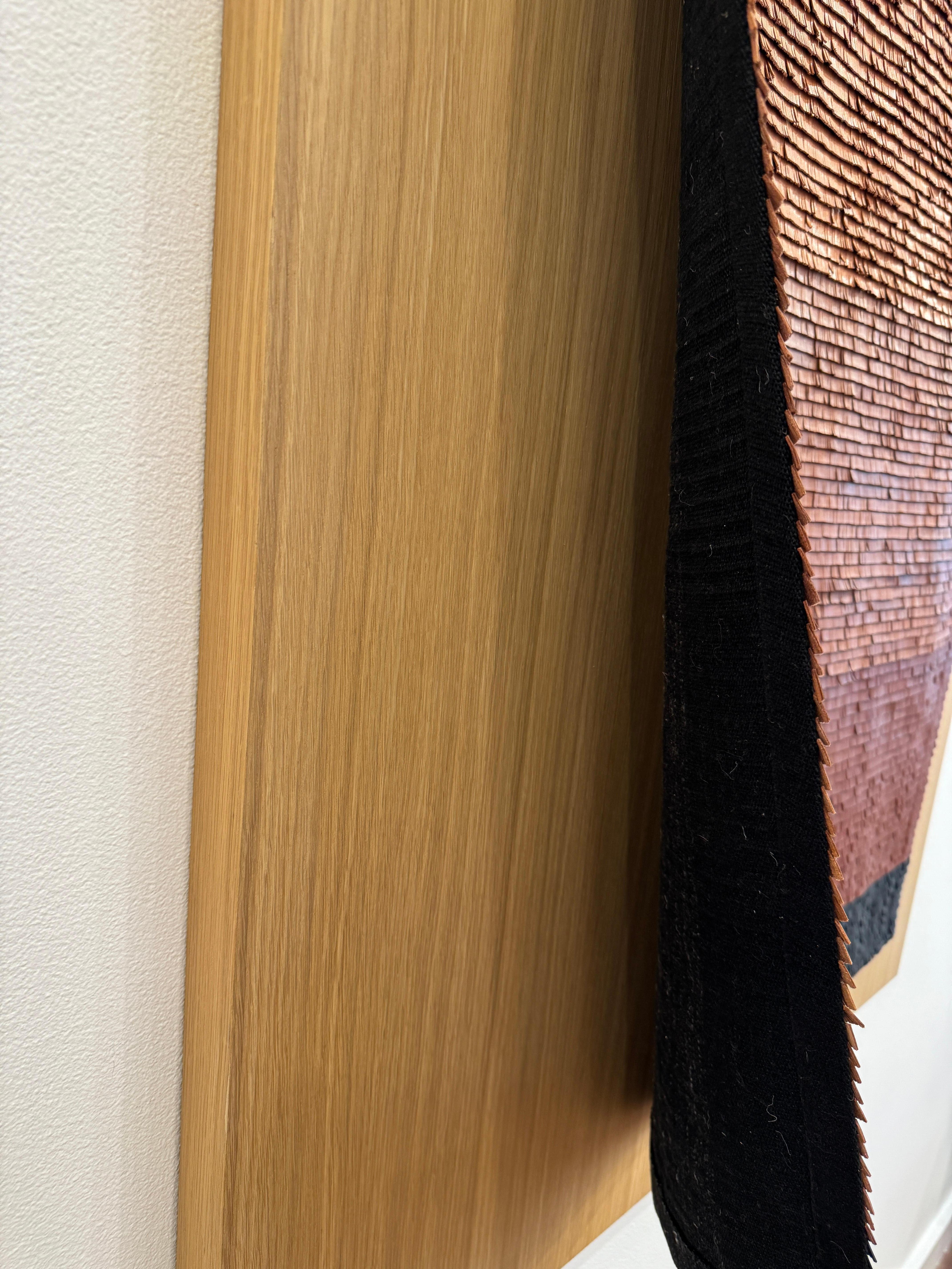 Leather woven artwork with sunset color gradient For Sale 1