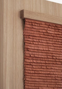 Leather woven artwork with sunset color gradient