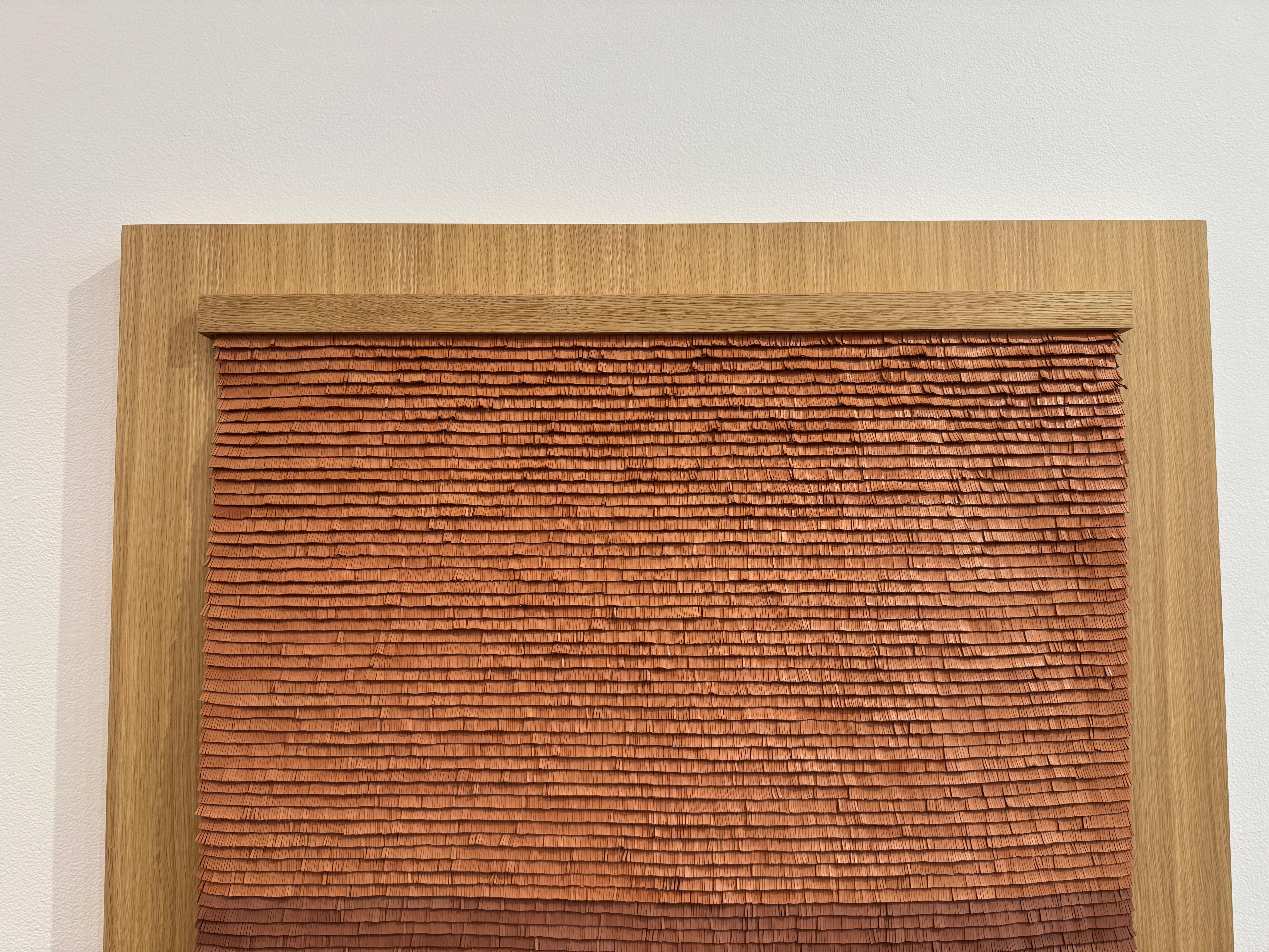 Leather woven artwork with sunset color gradient For Sale 3