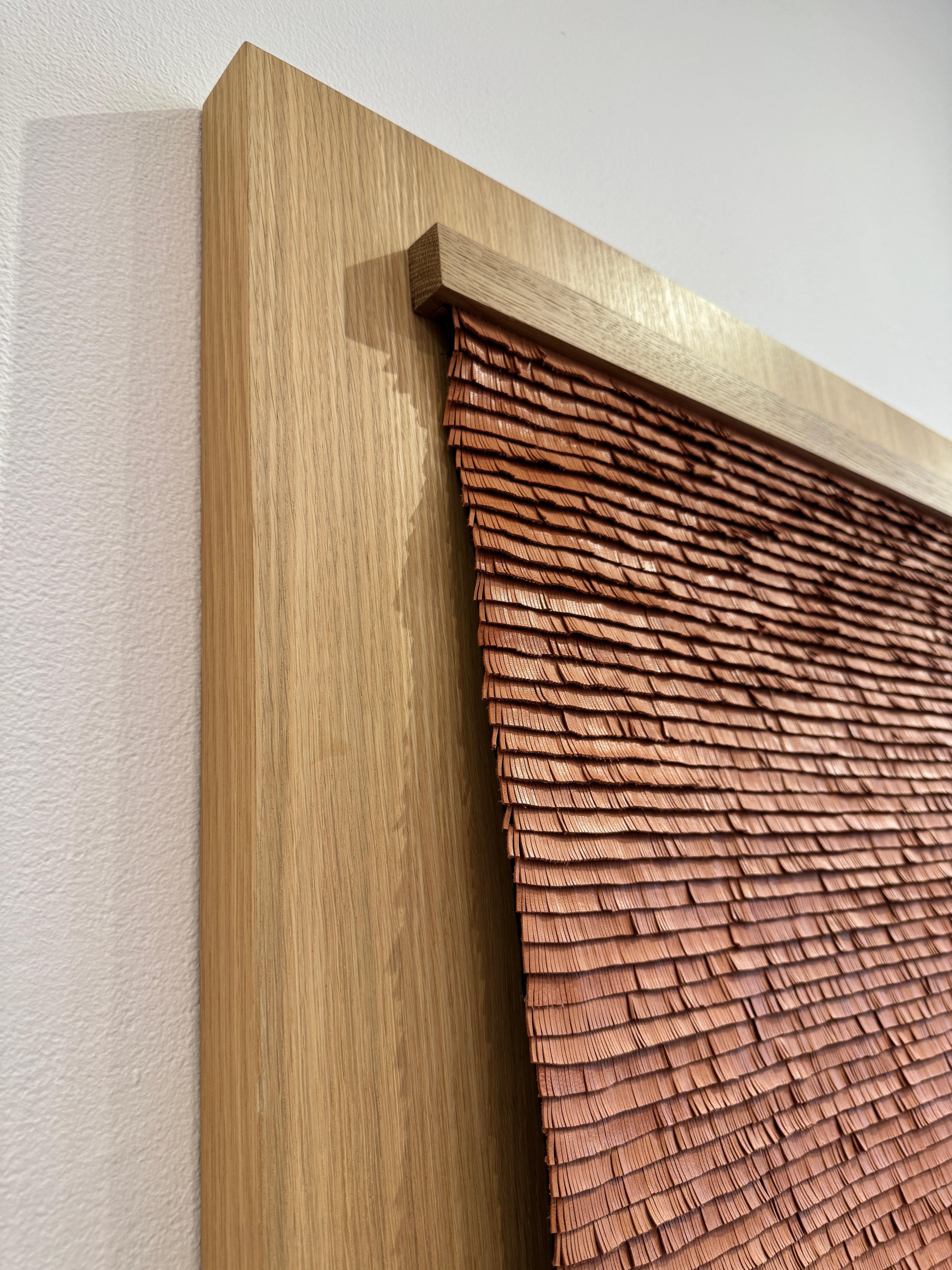 Leather woven artwork with sunset color gradient For Sale 2