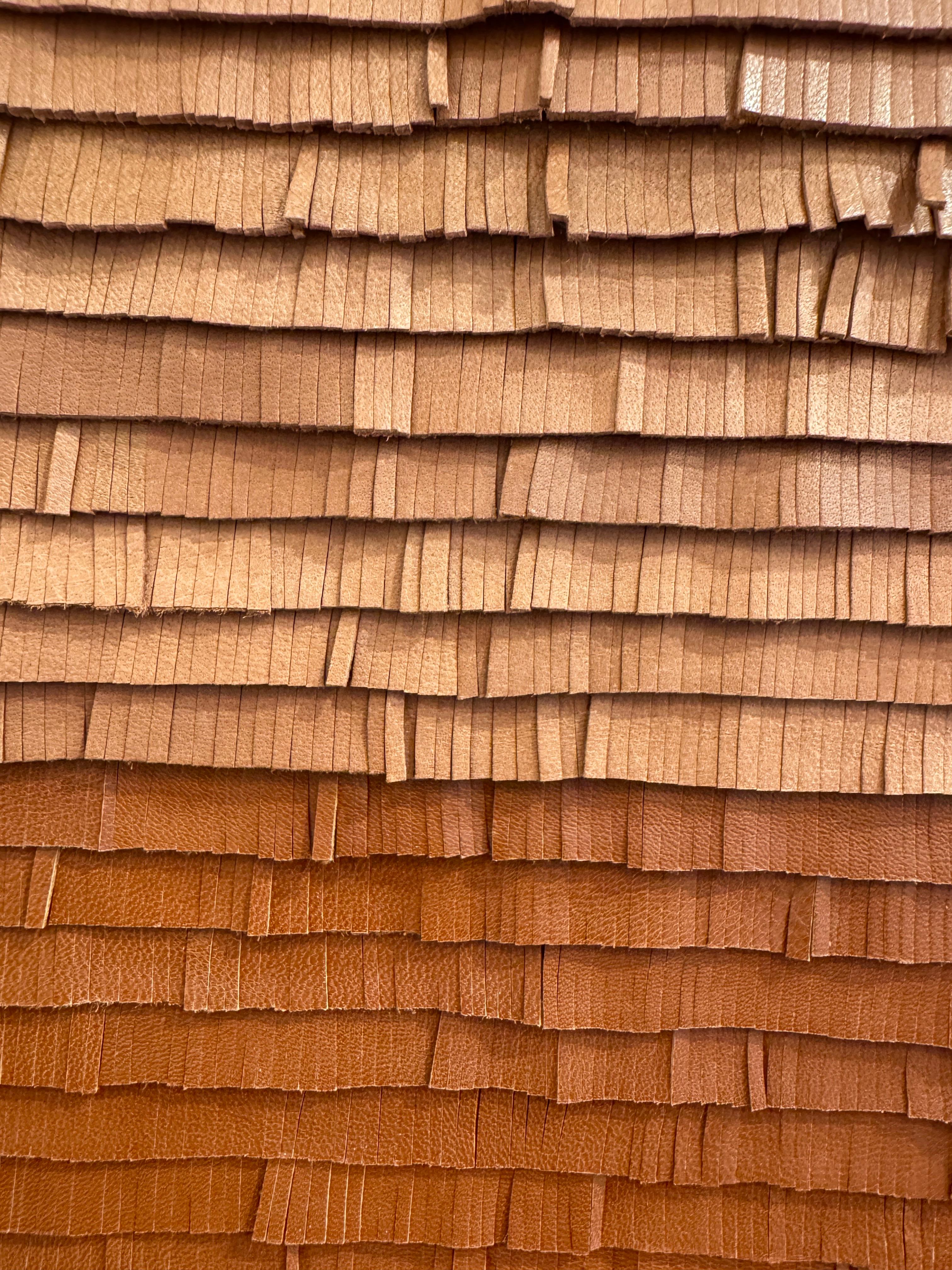Leather woven artwork with sunset color gradient For Sale 8
