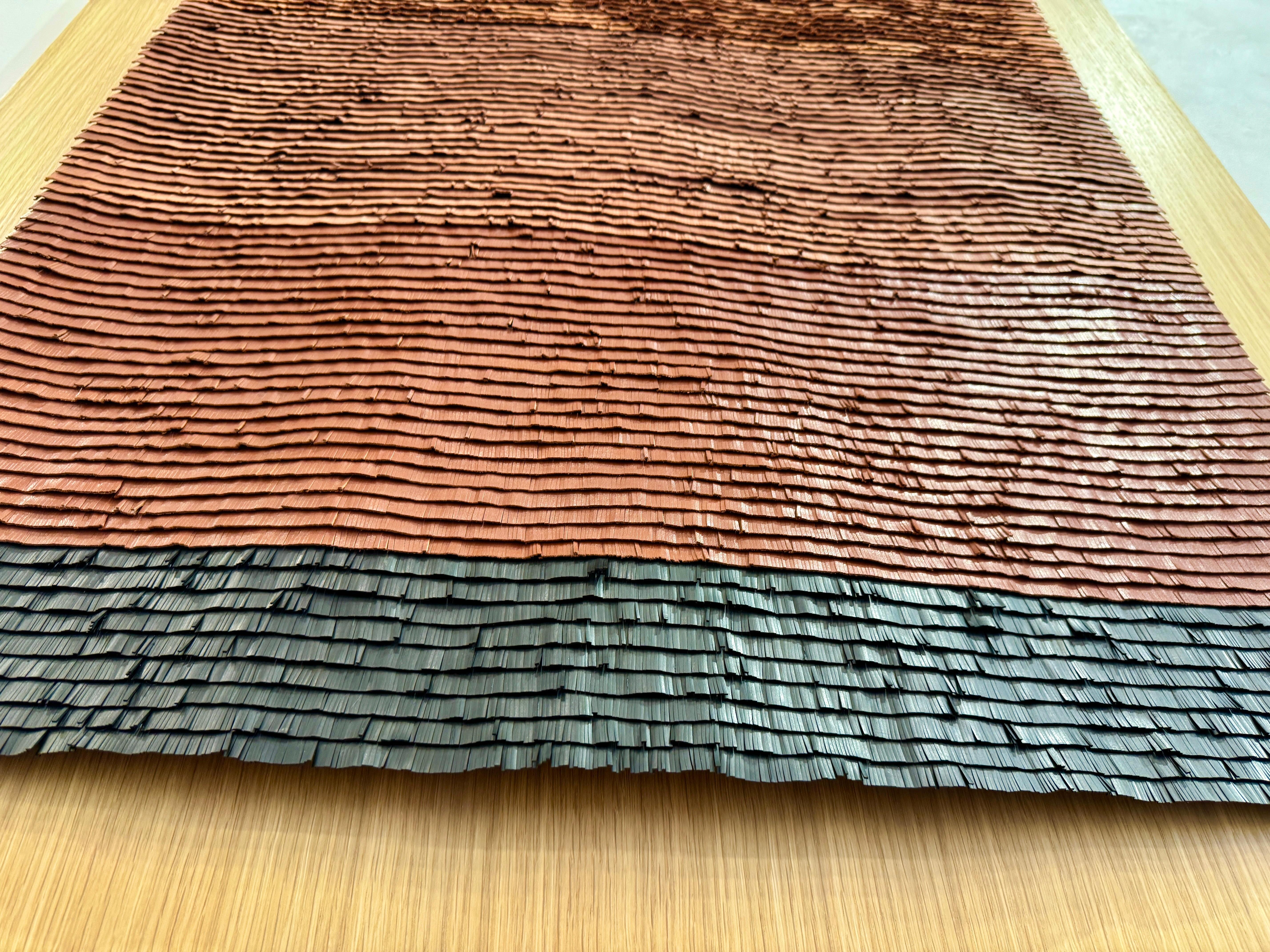 Leather woven artwork with sunset color gradient For Sale 6