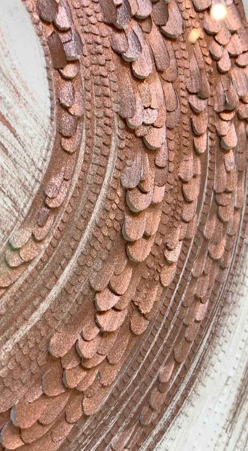 Framed Sculpted Cotton Paper with Copper Pigment -- Abstract floral brushstroke For Sale 1