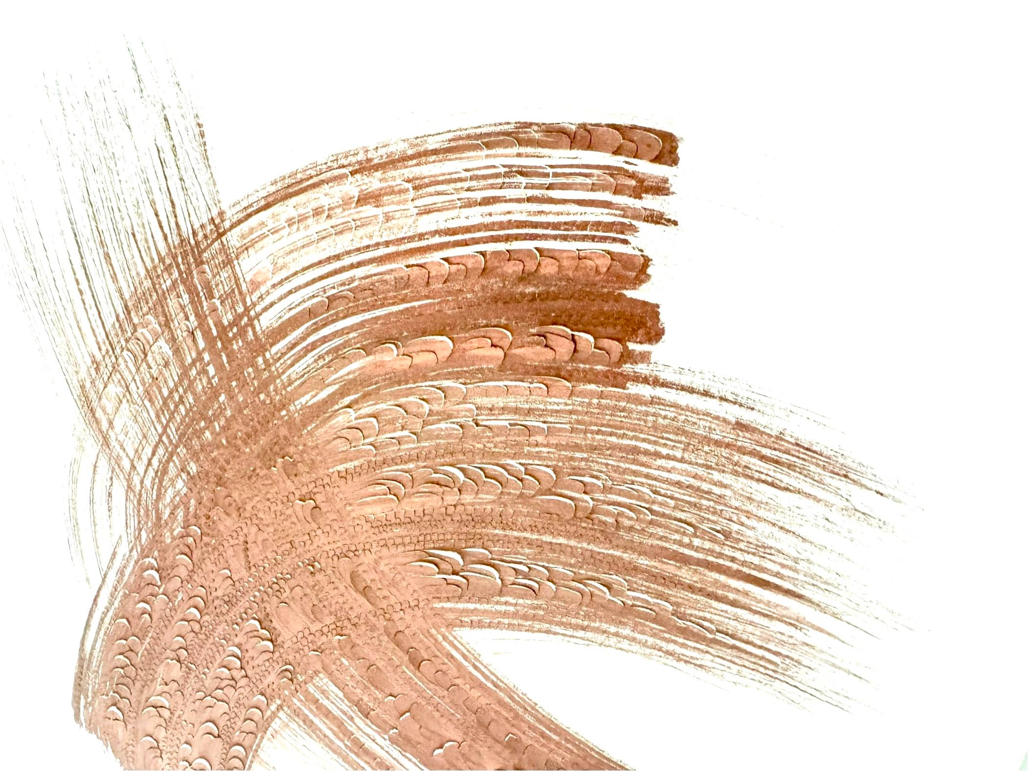 Framed Sculpted Cotton Paper with Copper Pigment -- Abstract floral brushstroke For Sale 3