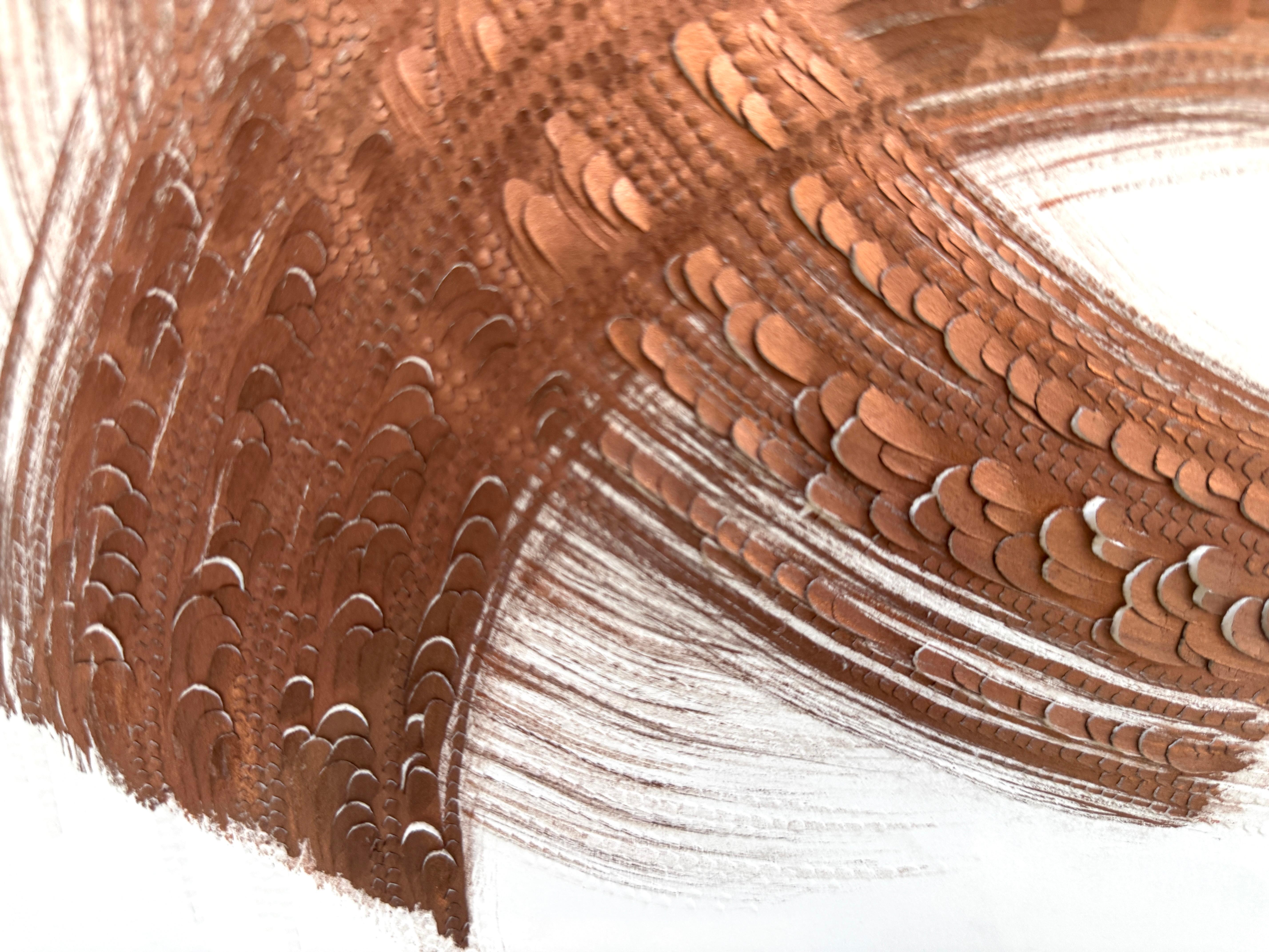 Paper Artwork, Abstract with Floral Copper Pigment Brushstroke, Textured, 2023 For Sale 5