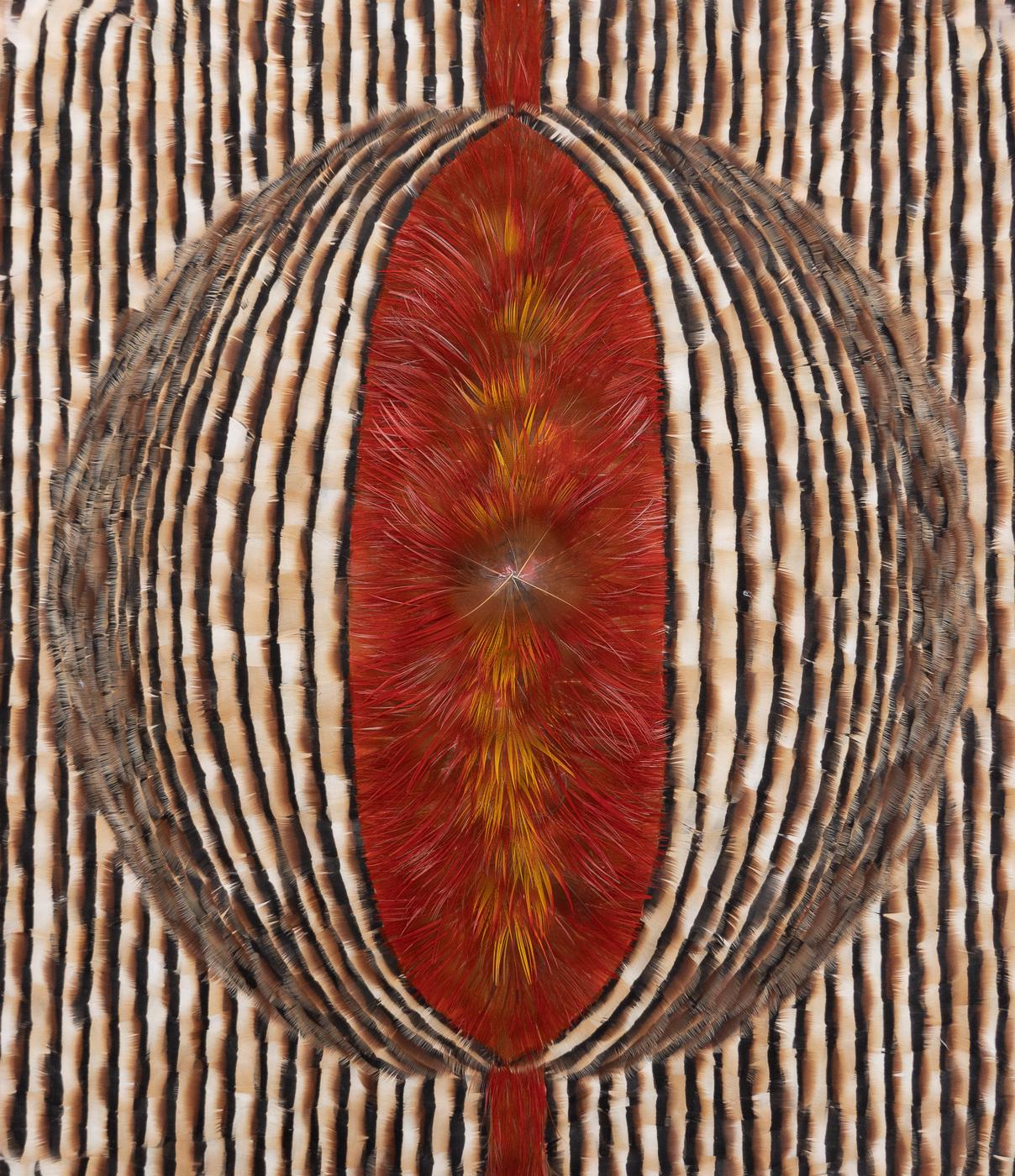 Red and Earth Tones Abstract Feather Wall Art, 2025 For Sale 1