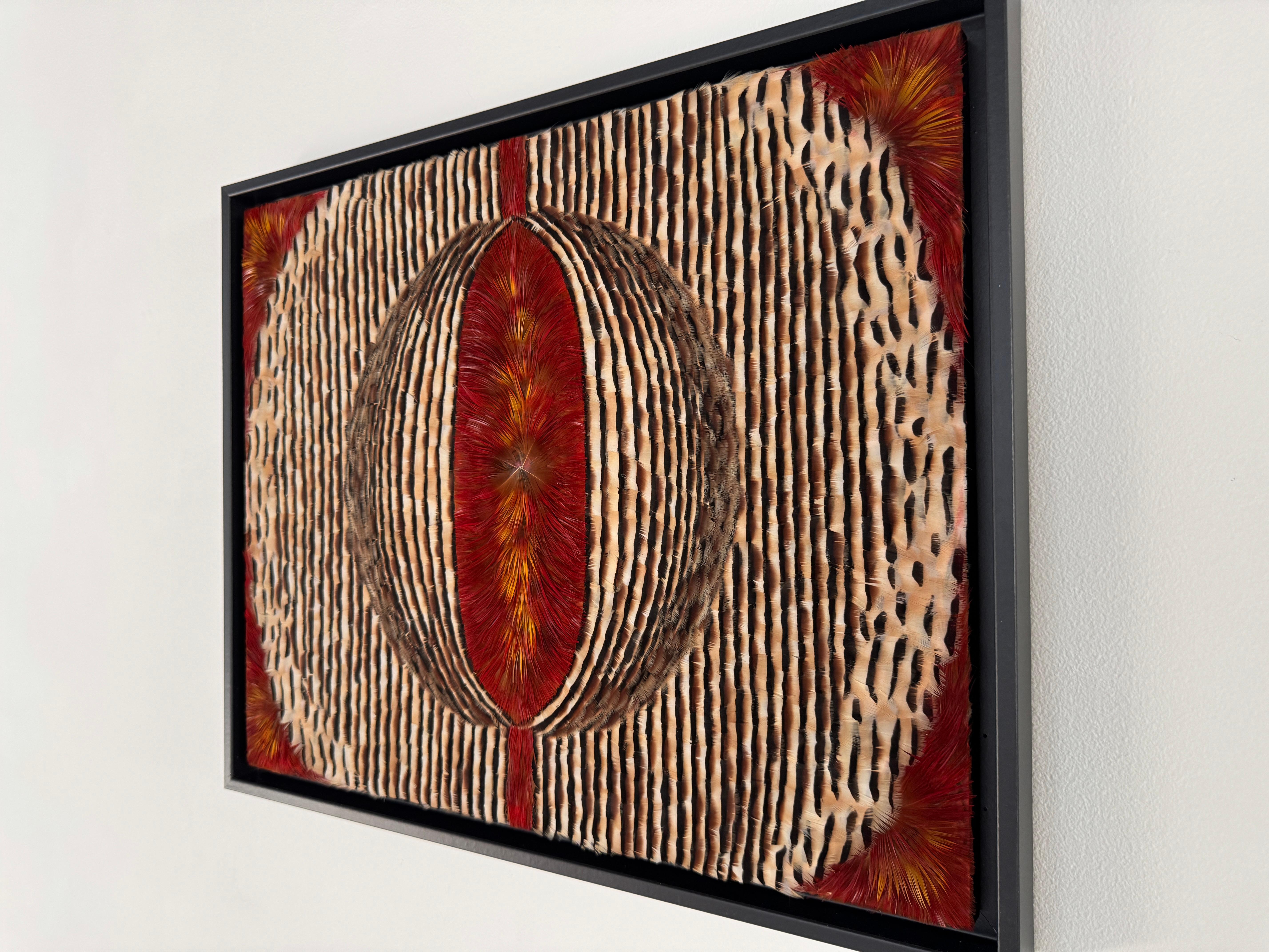 Red and Earth Tones Abstract Feather Wall Art, 2025 For Sale 14