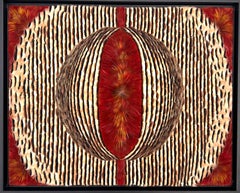 Red and Earth Tones Abstract Feather Wall Art, 2025