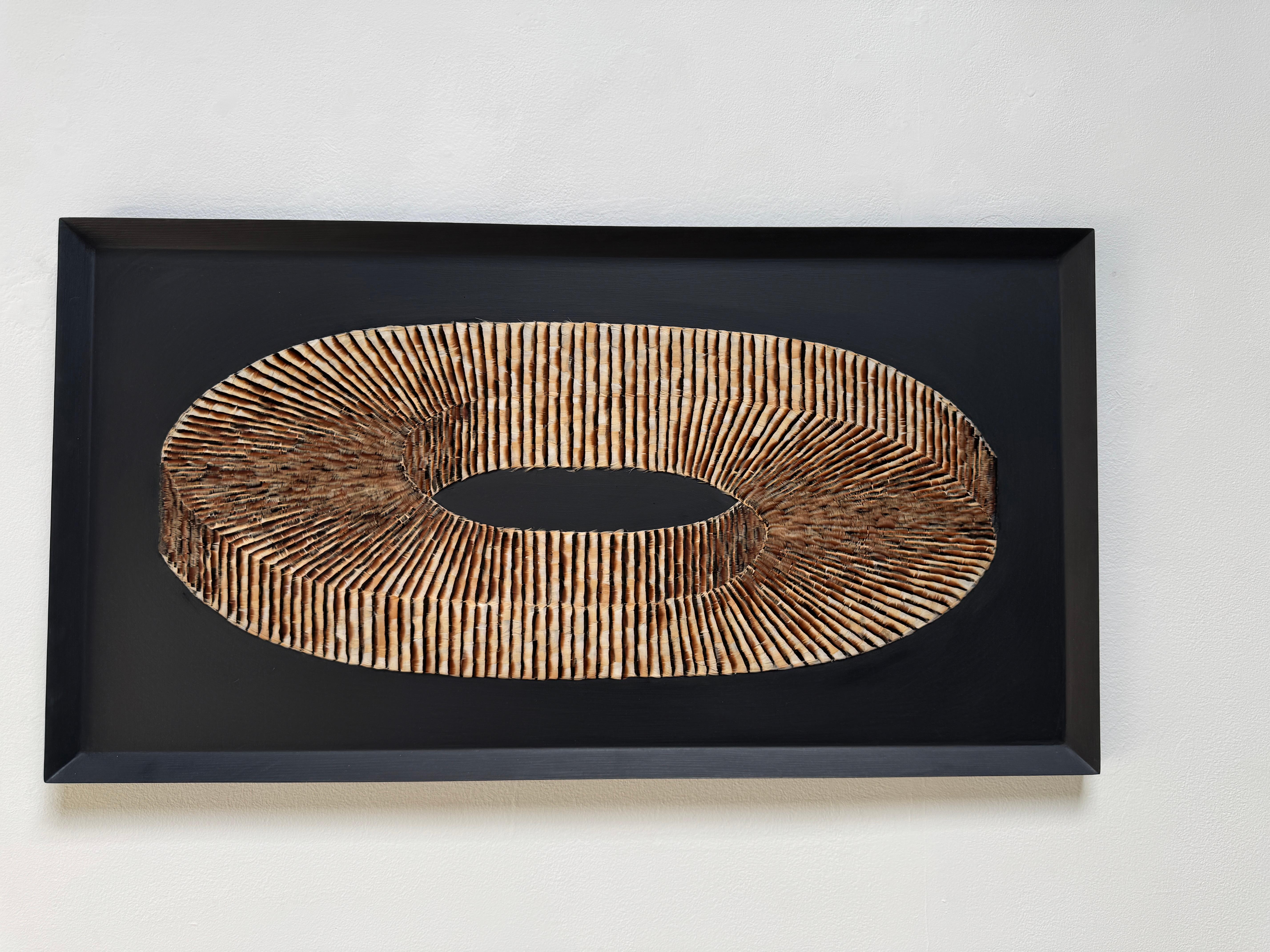 Feather Artwork, Abstract Earth Tones Mobius Strip, Optical Illusion, 2019 For Sale 9