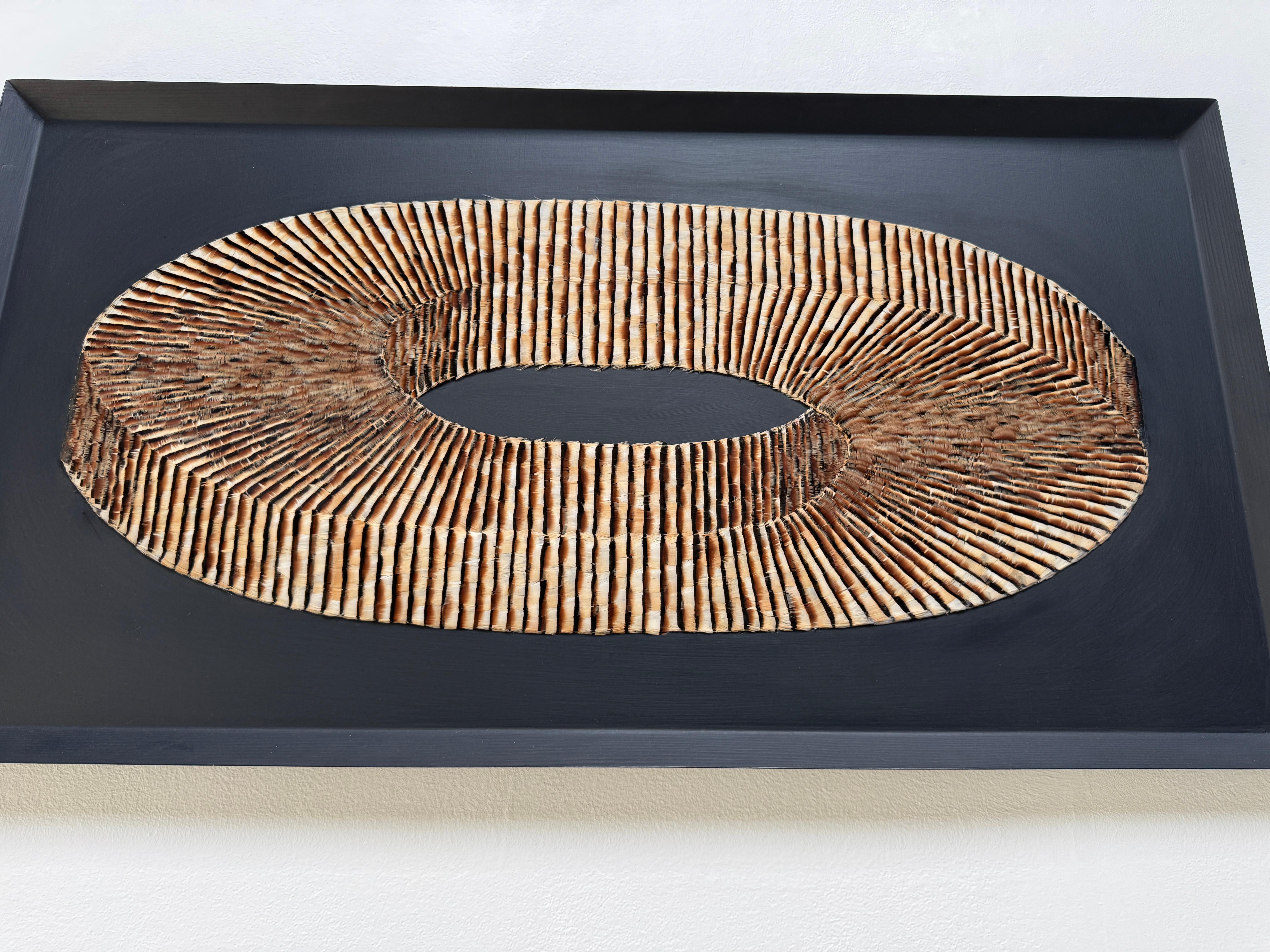 Feather Artwork, Abstract Earth Tones Mobius Strip, Optical Illusion, 2019 For Sale 12