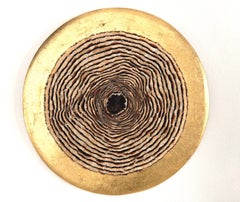 Arte de pared de plumas circulares, anillos de árboles inspirados en la naturaleza, tonos tierra, 2019