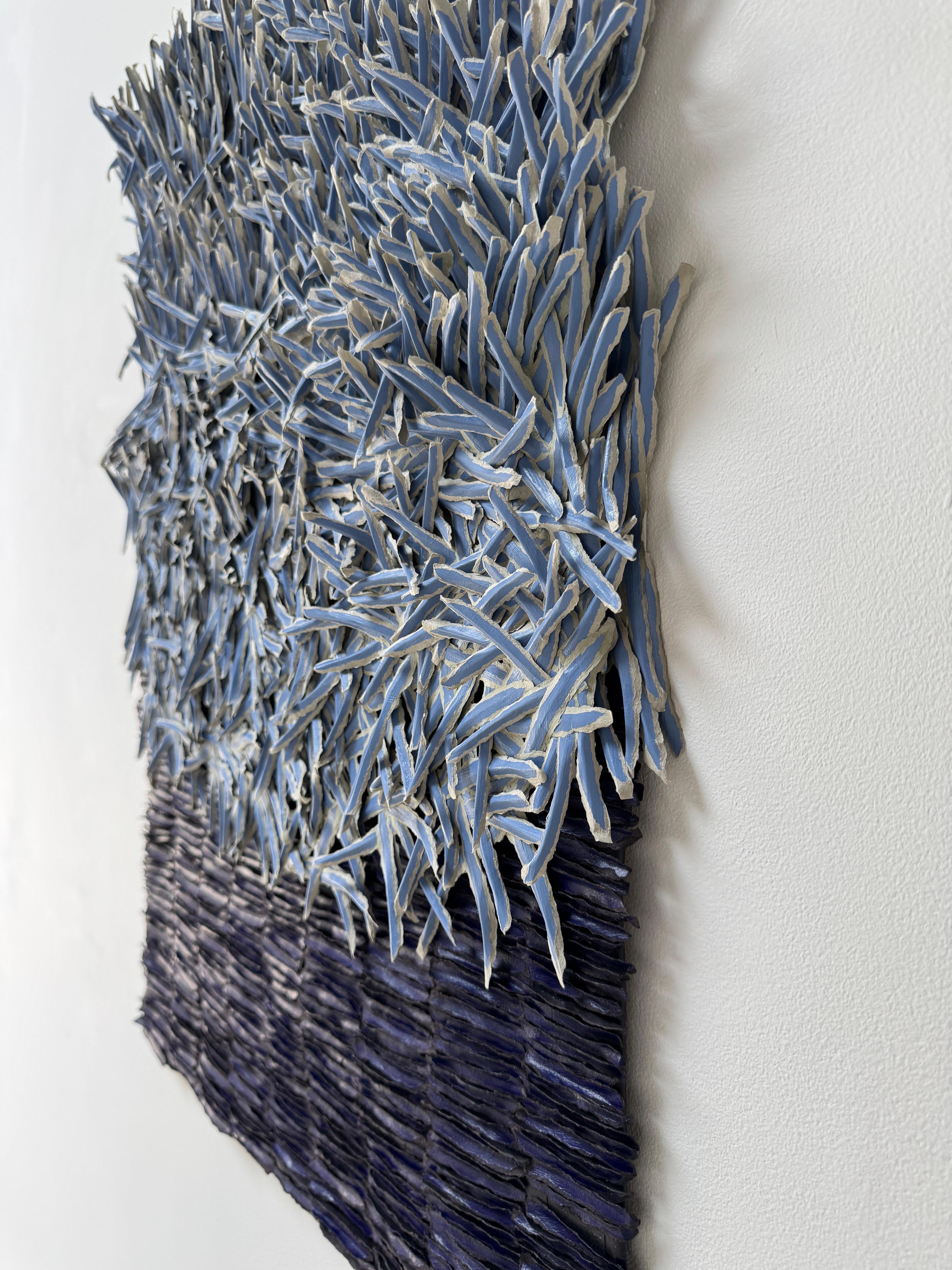 Abstraktes Texturpapier-Kunstwerk in Blau, 2025 im Angebot 4