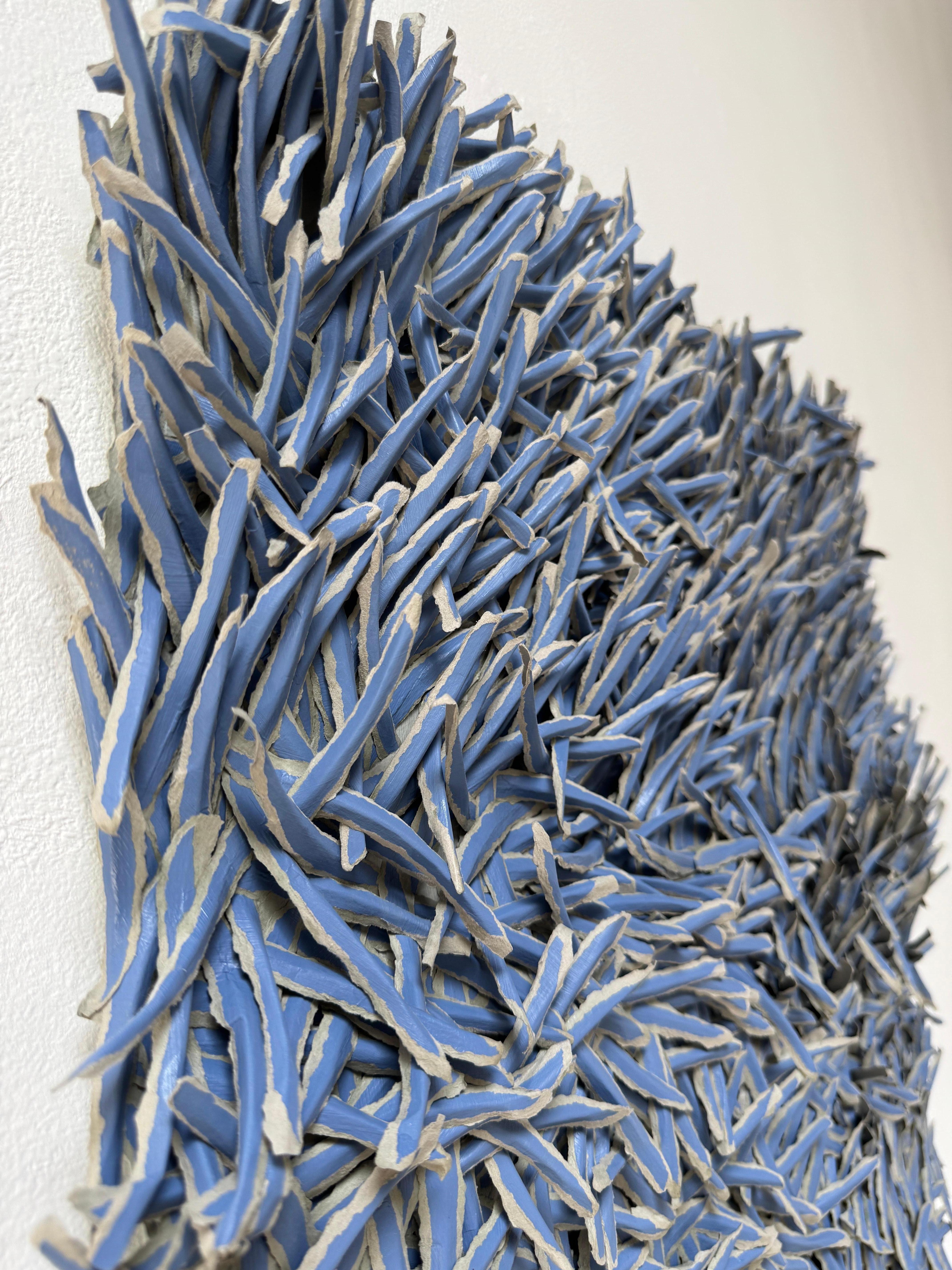 Abstraktes Texturpapier-Kunstwerk in Blau, 2025 im Angebot 2