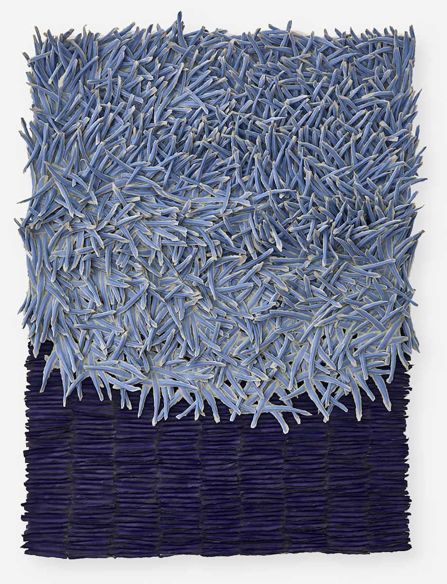 Abstraktes Texturpapier-Kunstwerk in Blau, 2025