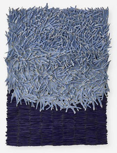 Abstraktes Texturpapier-Kunstwerk in Blau, 2025