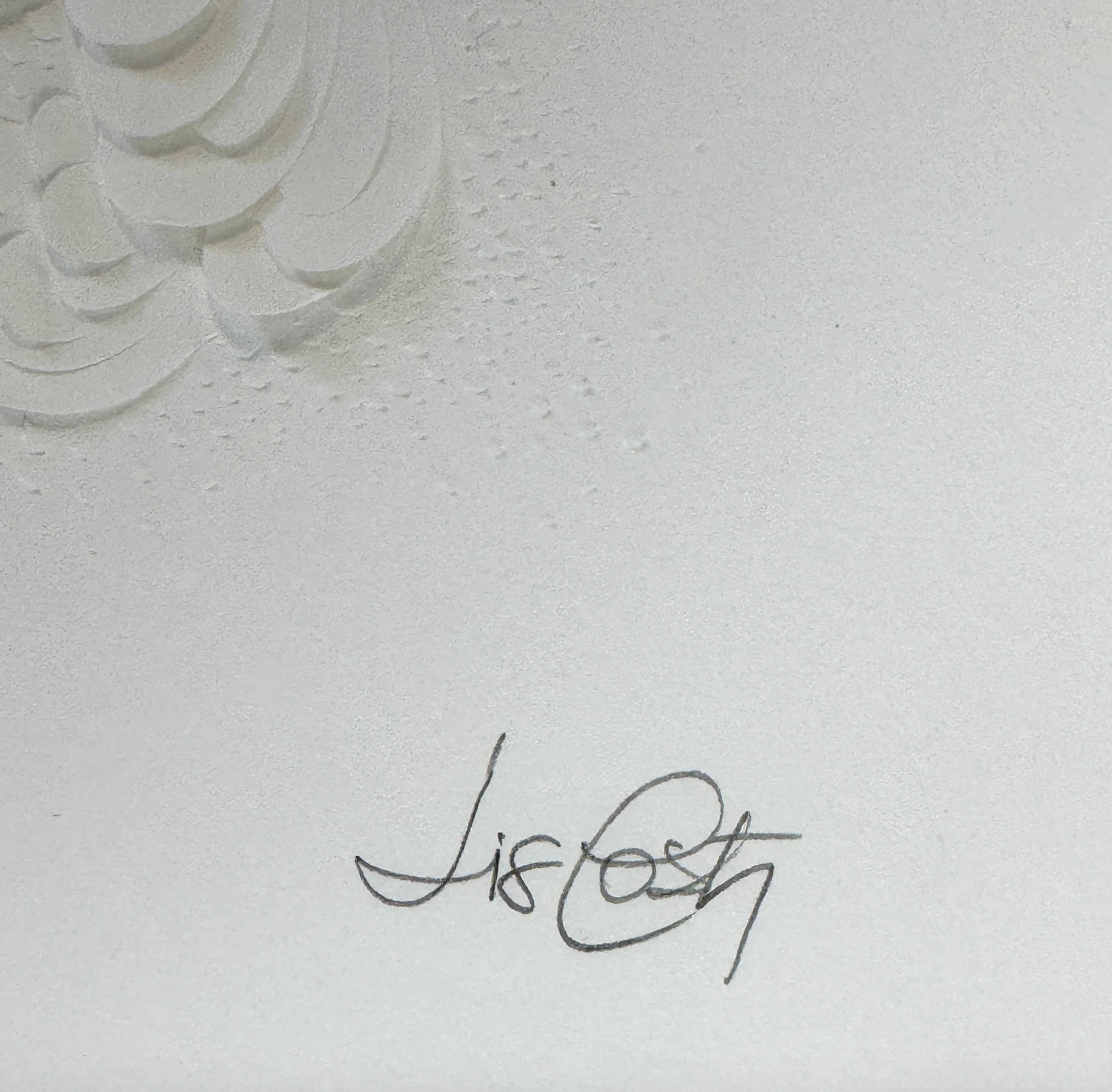 Paper Artwork, Minimalist White Texture/ Gold Leaf, Abstract Floral Patterns I For Sale 13