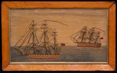 Sailors Woolwork of Two Full Rigged Ships