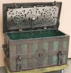 Large Iron Armada Chest, 17th Century Strong Box