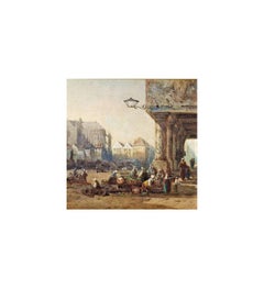 Antique Watercolour On Paper, Morning mood on the market by Palianti Charles Marie (1815