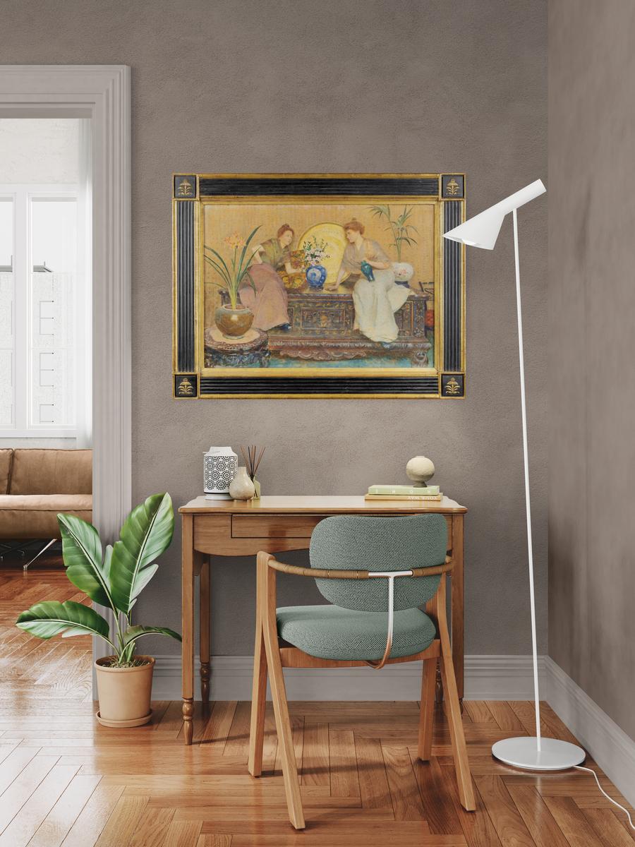 Whispers und Porzellan,  Aquarel von Hector Caffieri im Angebot 1