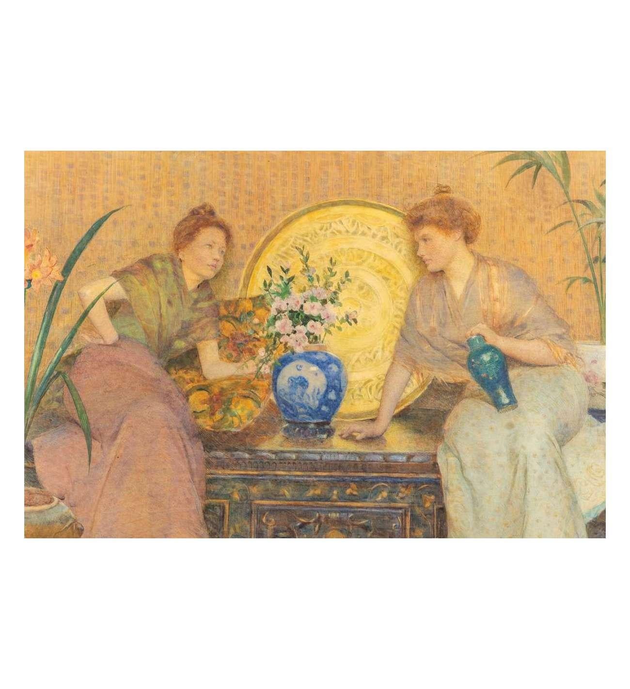 Sussurri e porcellana, acquerello di Hector Caffieri (1847-1932) in vendita 3