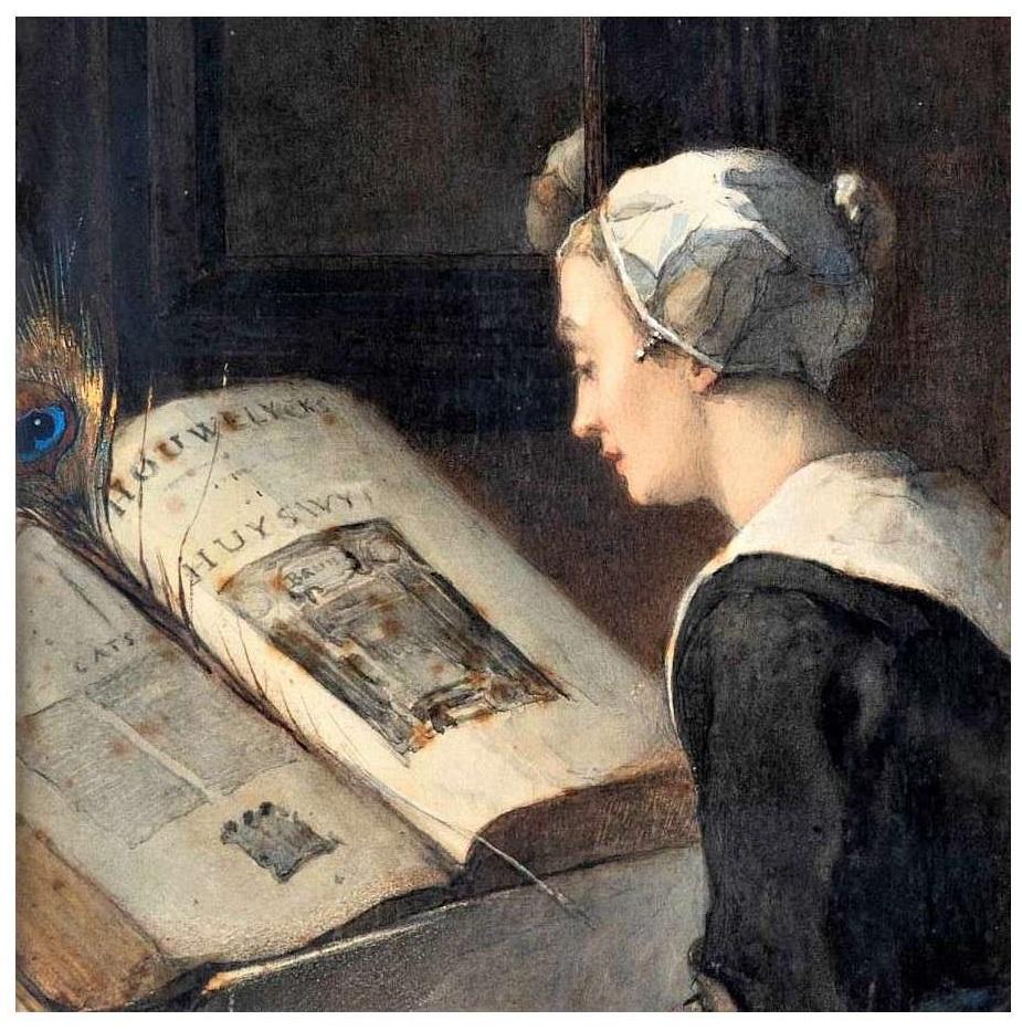 Mädchen aus Zeeland - Original-Aquarell von Christoffel Bisschop (1828-1904) im Angebot 1