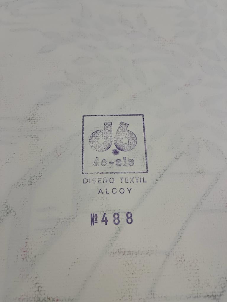 Original handbemaltes Textildesign aus den 70er Jahren mit grünen Gouache-Schirmen auf weißem Papier im Angebot 3
