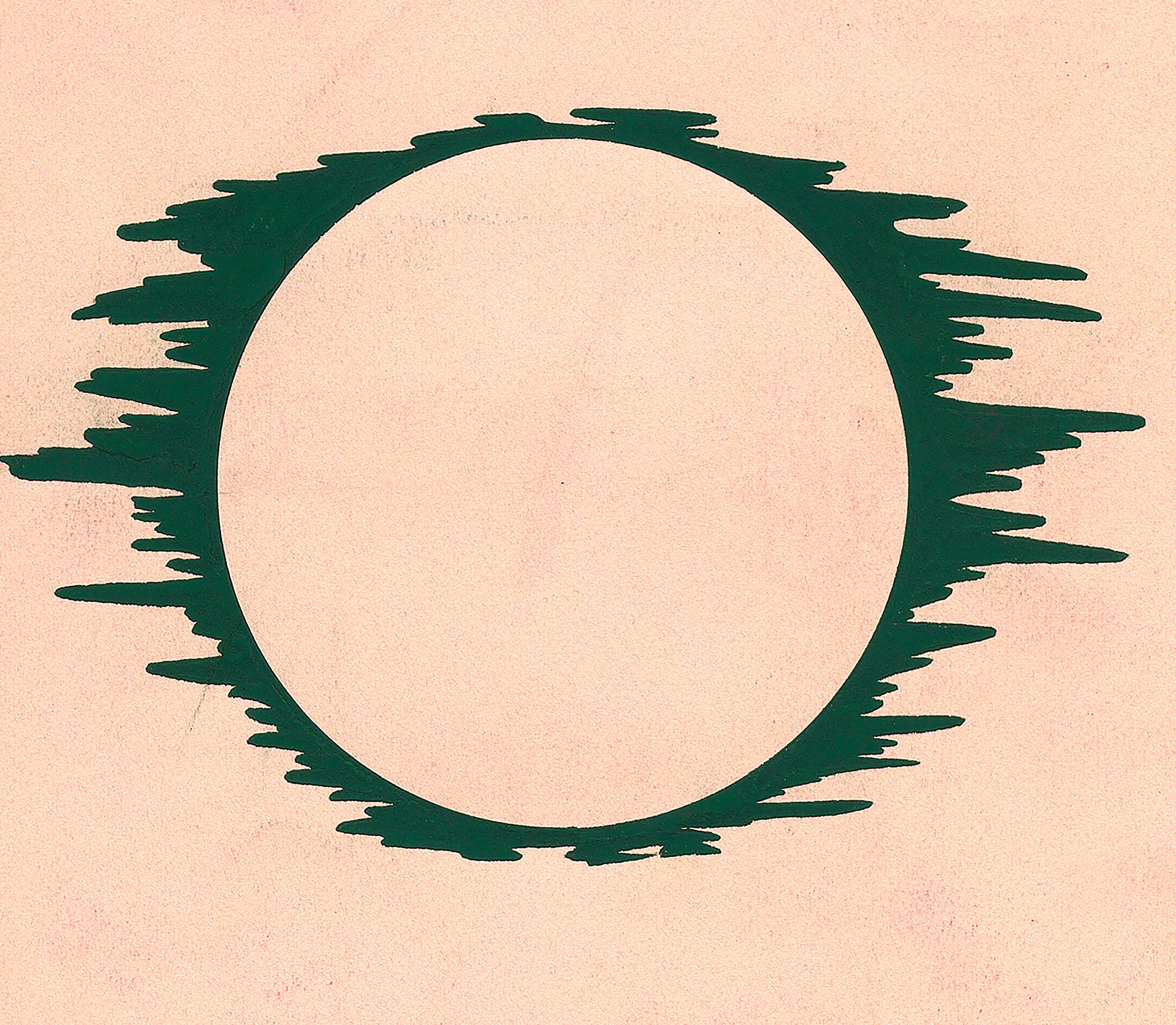 Disegno tessile originale degli anni '70 dipinto a mano a guazzo di colore verde su carta bianca - Art Moderno di Unknown