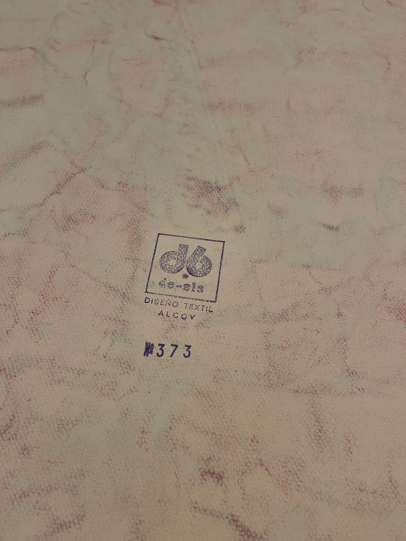 Disegno tessile originale degli anni '70 dipinto a mano a guazzo di colore verde su carta bianca 5