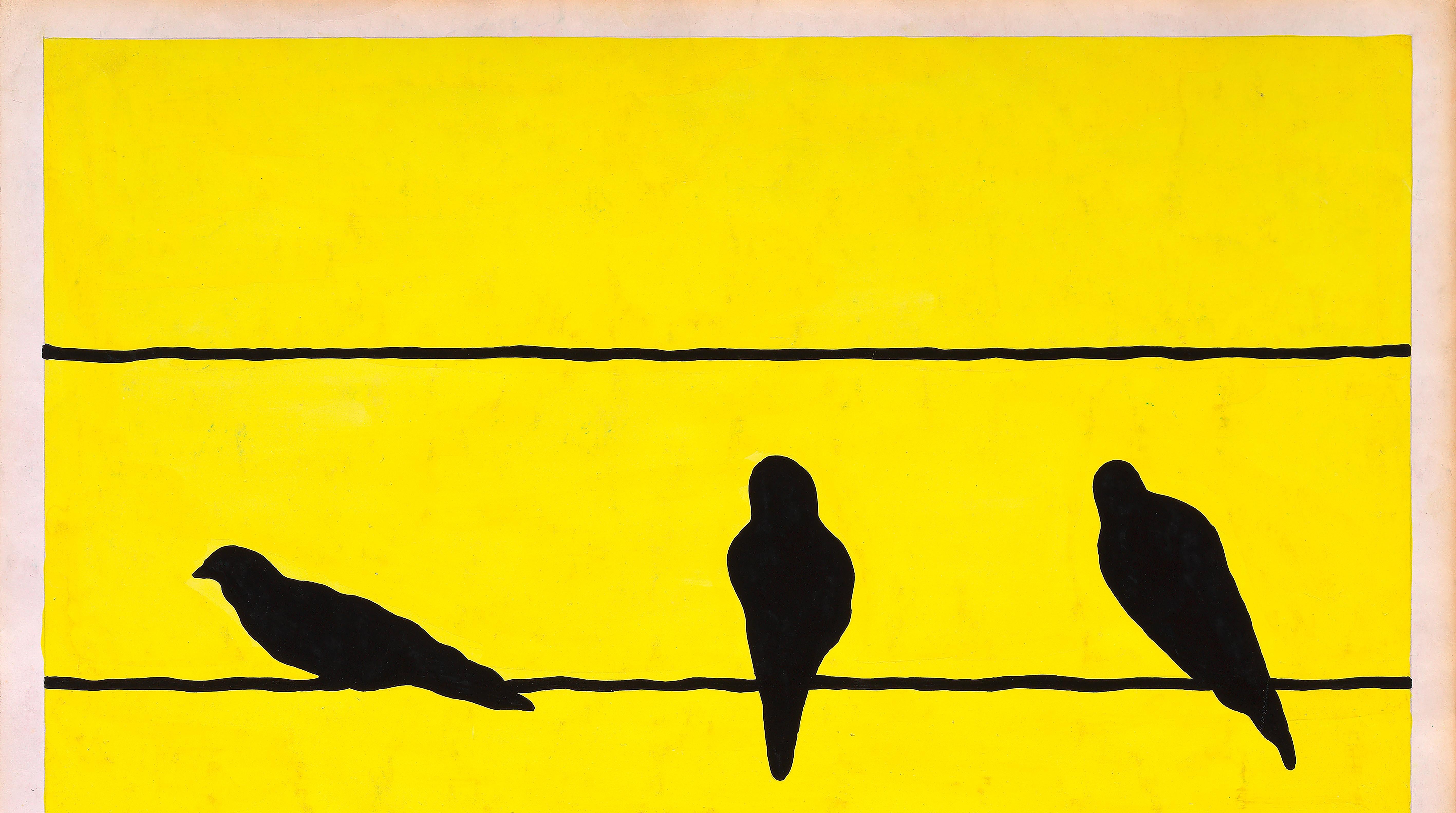 Conception textile originale des années 70 peinte à la main à la gouache jaune et noire sur papier - Jaune Animal Art par Unknown