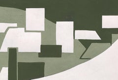 Original 70's Hand Painted Textile Design Gouache abstract morden White Paper