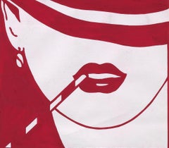 Original 70's Hand Painted Textile Design Gouache abstract morden White Paper